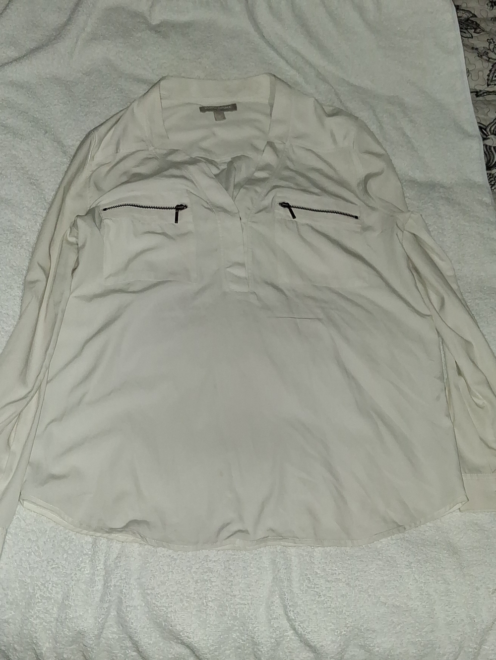 Banana Republic Women's White Zip-Pocket Blouse